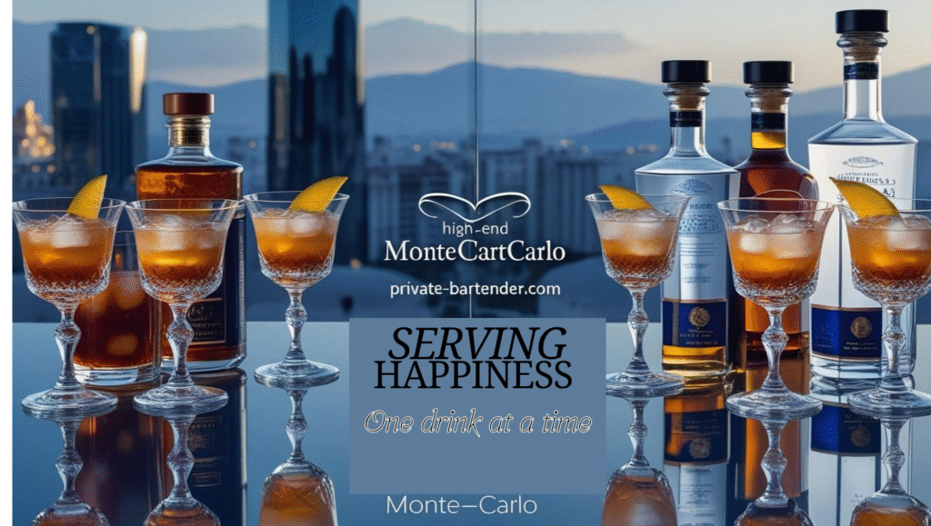 “Luxurious cocktail setup for a yacht party on the French Riviera”